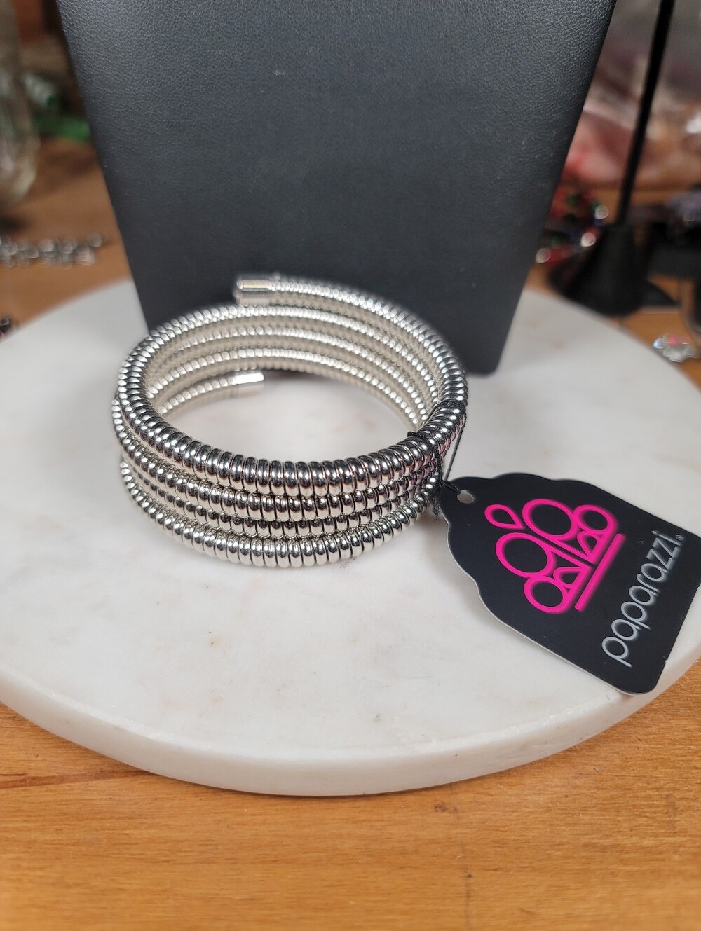 paparazzi Silver Coil Wrap Bracelet - Shiny Silver Coil